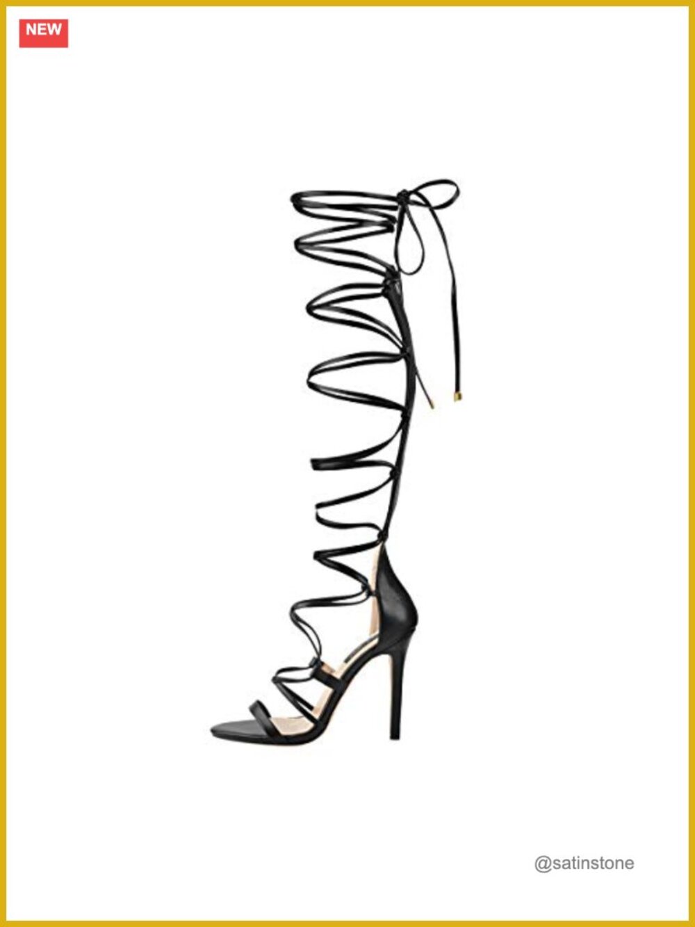 Gladiator Knee High Heeled Sandals Lace Up Strappy Stiletto Open Toe Synthetic
